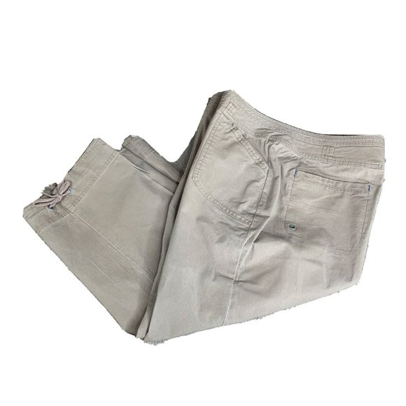 Coldwater Creek Capri Pants Womens 12 Bown Solid Zip Snap Close Drawstring Cuff - Picture 1 of 9